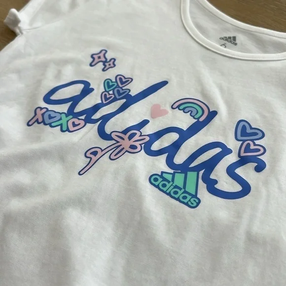 Adidas Girl Activewear 2 Piece Set Short Sleeve T-Shirt Mesh Shorts 6 - Picture 3 of 7